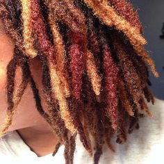 Locs Color Combo, Dreads With Color, Colored Locs, Dyed Dreads, Thick Locs, Leda Muir, Dread Head, Hairstyles Natural Hair