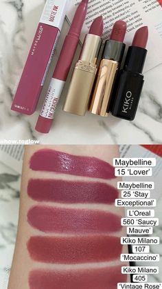 Different Lipstick Styles, Maybelline Nude Lipstick Shades, Best Mauve Lipstick, Loreal Lipstick Swatches, Loreal Lipstick Shades, Mauve Lipstick Makeup, Maybelline Lipstick Swatches, Maybelline Lipstick Shades, Pretty Lipstick