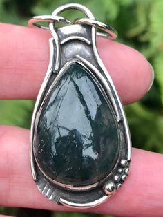 Moss Agate Pendant - Morganna’s Treasures Wealth And Abundance, Attract Wealth, Agate Pendant, Moss Agate, Heart Chakra, Sterling Silver Pendant, Metal Jewelry, New Beginnings, Sterling Silver Pendants