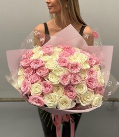 bouquet-of-white-and-pink-garden-roses-black-orchid-flowers-1 - Black Orchid Flowers Pink And White Garden, White Garden Roses, Happy Birthday Bouquet, 100 Roses, Mixed Bouquet, Birthday Bouquet, Flower Subscription, White Garden, Pink Garden