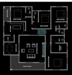 the floor plan for an apartment with three bedroom and two bathroom areas, including one living room