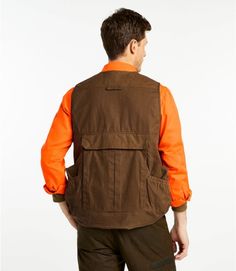 Men's Double L Waxed-Cotton Upland Vest | Outerwear & Vests at L.L.Bean Upland Hunting, Maple Brown, Hunting Vest, Rain Pants, Beach Gear, Vests Mens, Hunting Clothes, Front Entry, Outerwear Vest