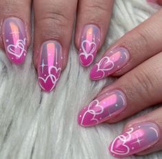 Pink Heart Nail Art, Cute Pink Gel Nails, Nail Simple Designs, Anniversary Nails Ideas, Simple Cute Nail Designs, Pink Nail Designs Short, Gel Nails Design Ideas, Pink Nail Design Ideas, Valentines Day Nails Designs