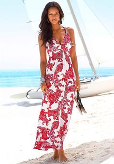 Strap Accent Maxi Casual Summer Beach Dress, Sundress, Red Multi, Size 6 Body Lingerie, Beautiful Maxi Dresses, Long Red Dress, Sleeveless Long Dress, Maxi Jersey Dress, Dress Flower, Cute Summer Dresses, Dropwaist Dress, Long Summer Dresses