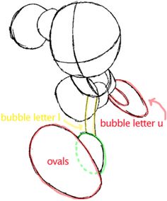 the drawing shows how to draw a bubble letter u