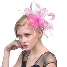 Category:Headpiece,Fascinators,Hats,Headwear; Embellishment:Feather,Bows,Pure Color,Splicing,Tulle; Gender:Women's; Quantity:1 PC; Theme:Fashion,Head,Vintage Theme,Birthday,Wedding,Holiday,Classic Theme; Style:Vintage,Elegant; Hats Category:Fedora Hat,Top Hat,Veil Hat; Occasion:Horse Race,Cocktail; Material:Organza; Front page:WE; Shipping Weight:0.13; Listing Date:04/08/2024; Head Circumference: Holiday Headpiece, Veiled Hats, Women Headband, Bridal Headwear, Feather Hair Clips, Headband Flower, Veil Hairstyles, Flower Handmade, Melbourne Cup