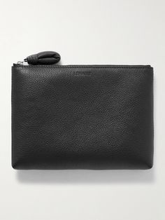 LEMAIRE's pouch is made from supple yet hard-wearing textured-leather that's padded to protect whatever you choose to carry within the canvas-lined interior. It's minimally detailed with a debossed logo and sized to fit a few cosmetics for touch-ups, along with your phone and keys. Modern Leather Pouch With Leather Lining, Black Leather-lined Pouch Clutch, Black Leather Clutch With Zipper Pouch, Versatile Leather Clutch With Smooth Grain, Leather Pouch Clutch With Smooth Grain, Smooth Grain Leather Pouch Clutch, Versatile Leather Pouch Clutch, Black Textured Leather Pouch, Leather Clutch With Zipper Pouch For Formal Occasions