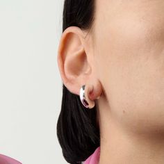 Tome Hoops - Small | JENNY BIRD Tiny Adjustable Hoop Earrings, Jenny Bird Earrings, Contemporary Small Hoop Sterling Silver Earrings, Small Hoop Silver 14k Gold-filled Earrings, Modern 14k Gold-filled Hoop Earrings, Jenny Bird, Link Earrings, Polish Silver, Ruby Jewelry