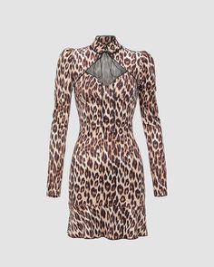 Product Details: High neck tea dress with leopard print and front ribbon detailLength:MiniSleeve Length:Long sleevesMaterials: 95% Polyester + 5% Spandex Coquette Style, Knitted Suit, Chic Accessories, Crop Top Blouse, Knitwear Cardigan, 2000s Fashion, Y2k Aesthetic, Tea Dress, The Gap