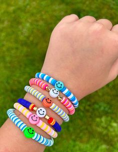 These smiley bracelets will surely make YOU smile! These are handmade with love and care! Cheerful Adjustable Friendship Bracelets As Gift, Playful Friendship Bracelets, Cheerful Multicolor Friendship Bracelets, Fun Smiley Face Bracelets, Adjustable Smiley Face Bracelets As Gift, Casual Adjustable Smiley Face Friendship Bracelets, Cheerful Handmade Adjustable Bracelets, Casual Adjustable Smiley Face Bracelets, Cheerful Adjustable Beaded Bracelets