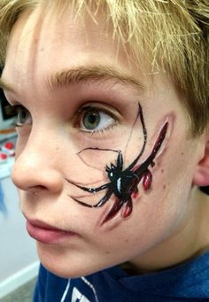 Teresa Mullin‎ Halloween Face Paint Designs, Face Paint Makeup, Glitter Tattoo, Face Painting Halloween, Face Painting Designs, Halloween Spider, Painting For Kids, Body Painting, Face Painting