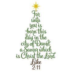 a christmas tree with the words for unto you is born this day in the city of david