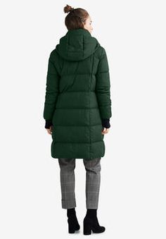 Women's Plus Size Coats and Jackets | Ellos Luxury Puffer Jacket With Drawstring Hood For Winter, Hunter Long Puffer Coat, London Gifts, Light Down, Plus Size Coats, Swimsuits For All, Down Coat, Puffer Coat, Look Cool