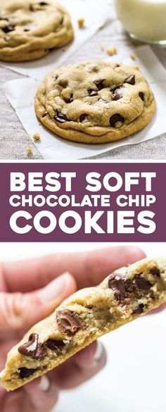 the best soft chocolate chip cookies are made with only 3 ingredients and they're so good to eat