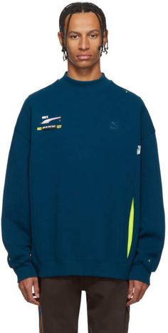 Puma ADER error Blue Edition Crew Sweatshirt Long Sleeve Shirts Men, Ader Error, Men Clothes, Studio Shoot, Winter 2022, Crew Sweatshirts, Sofa Chair, New Outfits, Rib Knit