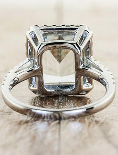 halo emerald cut aquamarine engagement ring Engagement Ring Cathedral Setting, Ring Cathedral Setting, Cathedral Setting, Aquamarine Engagement Ring, Aqua Marine, Band Engagement Ring, Emerald Cut, The Vintage, Aquamarine