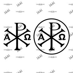 two black and white symbols with the letters pax, pax and pax on them