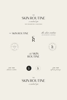 the skin routine logo is shown in black and white, with different types of logos