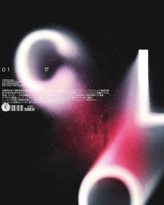 an abstract poster with the letter l in white and pink on a black back ground