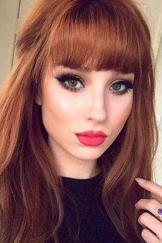 Hair Ginger, Hair Dyed, Haircuts For Medium Length Hair, Styles Hairstyles, Bangs Hairstyles, Bangs Short, Super Hair, Hair Bangs