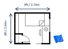 the floor plan for a bedroom and bathroom