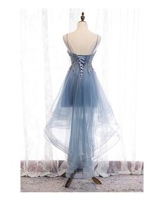 Shop dusty blue high low prom party dress with beaded ruffles online. All instock with free shipping. Pro since 2009. High Low Prom Dresses Blue, Jessie Anderson, Blue Lace Prom Dress, Xv Ideas, Blue Homecoming Dress, Blue High Low Dress, High Low Prom Dress, Sweet 17, Homecoming Ideas