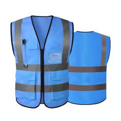 PRICES MAY VARY. ✮--Comfortable and flexible: This reflective vest made of 100% polyester tricot fabric, lightweight and breathable. Zipper closure for easy access, loose sleeveless design provide maximum flexibility for all activities or work. ✮--High visibility and 360° reflectivity: Bright blue mesh reflective vests, come with 2inch sliver reflective strips on both front and back provide enhanced visibility in all weather and light conditions ✮--MULTI-FUNCTION POCKETS: This Safety Vest comes Functional Outdoor Vest With Zipper Closure, Durable Sleeveless Functional Vest, Outdoor Activities Vest With Zipper Closure, Sleeveless Vest With Zipper For Outdoor Activities, Blue Sleeveless Vest For Outdoor Activities, Reflective Vest, Vest For Women, Tricot Fabric, Safety Vest