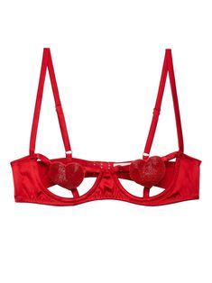 bright red stretch-silk balconette style heart motif bead embellishment cut-out detailing adjustable shoulder straps rear hook and eye fastening Net Bra, Bridal Bra, Bead Embellishment, Bra For Women, Heart Motif, Yoko London, Wardrobe Edit, City Dress, Balconette Bra