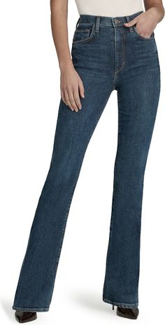 Favorite Daughter The Valentina Super High Waist Jeans | Nordstrom Dark Wash Straight Leg Flare Jeans With Five Pockets, Classic Mid-rise Dark Wash Flare Jeans, Dark Wash Mid-rise Flare Jeans For Work, Straight Leg Cropped Jeans In Dark Wash For Work, Dark Wash Straight Leg Cropped Jeans For Work, Workwear Cropped Straight Leg Jeans In Dark Wash, Mid-rise Dark Wash Flare Jeans For Work, Dark Wash High Rise Flare Jeans, Dark Wash High Rise Straight Fit Flare Jeans