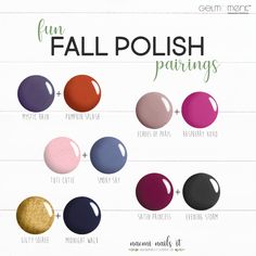 Fall is my favorite season for many reasons - but one of them is the return of fall colors! Let's take a look at some fun fall polish pairings to wear! Fall Nail Color Schemes, Nail Polish Pairings Color Combos Manicure And Pedicure, Summer To Fall Manicure, Fall Nail Color Pairings, Fall Nail Polish Pairings, Fun Nail Colors Fall, Oct Nail Colors, Autumn Colour Nails 2022, September Nail Polish Colors