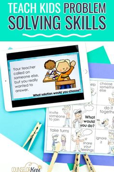 an ipad with the text teach kids problem solve problems while using these skills to solve them