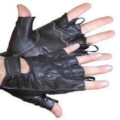 Fingerless gel palm gloves with an embroidered flame design on the back of the glove. Pull tabs for easy on and off. Fingerless Leather Gloves, Fantasy Adventurer, Leather Fingerless Gloves, Flame Design, Leather Gloves, Fingerless Gloves, Sake, Gloves, Mens Accessories