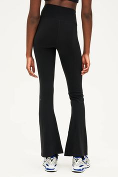 High waisted for flattering shaping Below ankle length tight with flared leg Form fitting, true to size Smooth, chafe-free flatlock seams Reflective 59 logo Imported High Stretch Elastane Flare Activewear, Black Flare Athleisure Activewear, Black Flare Athleisure Yoga Pants, Black Flare Activewear Athleisure, Black Flare Yoga Pants Athleisure, Black Flare Yoga Pants In Athleisure Style, Black Flare Athleisure Pants, Black Flare Activewear For Workout, Black Flare Workout Pants