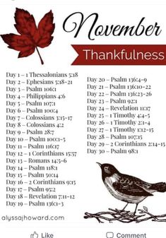 a thanksgiving calendar with a bird on it