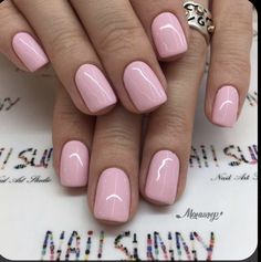 Pink Biab Nails, Biab Nails, Pastel Pink Nails, Builder Gel Nails, Squoval Nails, Builder Gel, Short Acrylic Nails Designs