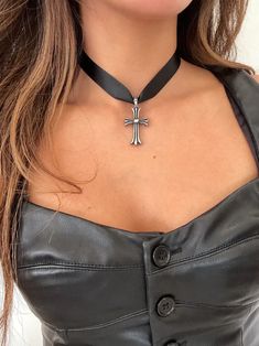 Gothic Satin Cross Choker • Black Choker • Flower Cross • Goth Grunge • Silver Cross Choker • Gold Cross Necklace • Stainless Steel • Choker Eras Fits, Cross Choker, Choker Black, Flower Cross, Choker Gold, San Juan Capistrano, Gold Cross Necklace, Black Choker, Goth Grunge