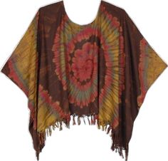 Brown Summer Poncho For The Beach, Dark Hippie, Swirl Tie Dye, Bohemian Wear, Beach Bohemian, Poncho Top, Chocolate Swirl, Earthy Outfits, Hippie Clothes