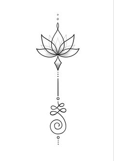 a black and white drawing of a lotus flower