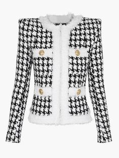 Shop for Yulia B&W Houndstooth Jacket at Glory Connection. Free shipping on orders over $75. Composition: Cotton, PolyesterDesigner Style ID: GC36191344 Winter Tweed Outerwear With Houndstooth Pattern, White Tweed Jacket For Workwear In Winter, Winter Long Sleeve Houndstooth Tweed Jacket, Fitted Black Houndstooth Outerwear, Black Tweed Outerwear With Houndstooth Pattern, Elegant Tweed Outerwear With Houndstooth Pattern, White Tweed Jacket For Fall, White Tweed Outerwear For Fall, White Long Sleeve Tweed Jacket For Winter