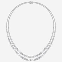 40 ctw Round Lab Grown Diamond Double Row Tennis Necklace 14K White Gold F, VS2 Formal Double Strand Diamond Necklace, Formal Round Tennis Necklace With Pave Setting, Tennis Necklace, Lab Grown, Lab Grown Diamonds, The Row, Platinum, Tennis, Lab