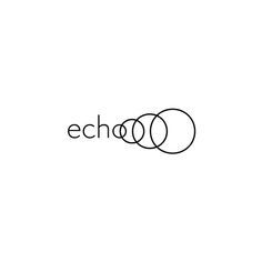 the logo for echo is shown in black and white