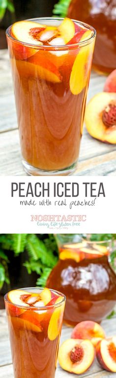 peach iced tea with fresh fruit on the side