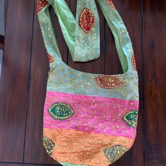 Boho Multicolored Sequins Crossbody Bag. Great Condition, Never Used. Grey Crossbody Bag, Fish In A Bag, Crochet Halter, Crochet Halter Tops, Suede Fringe, Distressed Black Jeans, Black Metallic, Drawstring Bag, Leather Purses