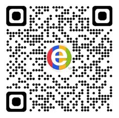 a qr code with the word e on it and an image of a circle