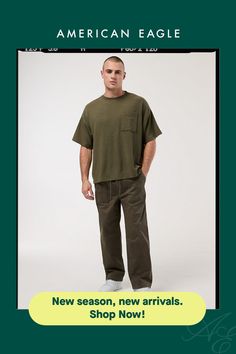 Breathable performance fabric/Crew neck/Open chest pocket/Straight hem/This tee is Real Good: Made with the planet in mind & a promise to continue to do better. Do Better, Pocket Tshirt, Performance Fabric, Chest Pocket, American Eagle Outfitters, Women's Jeans, American Eagle, Active Wear, Women Jeans