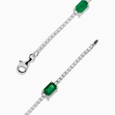 14K White Gold Emerald and Diamond Station Bracelet Station Bracelet, Gem Diamonds, Colored Gems, Diamond Shop, Pendant Rings, Precious Gems, Style Gift, Lab Diamonds, Gold Style