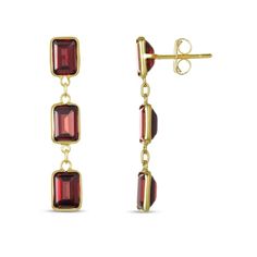 Garnet 7x5mm Rectangular Octagonal 14K Yellow Gold Dangle Earrings Red Gemstones, Garnet Gemstone, Gold Earrings Dangle, Red Garnet, Yellow Color, Gold Material, Gemstone Colors, Garnet, Jewelry Shop