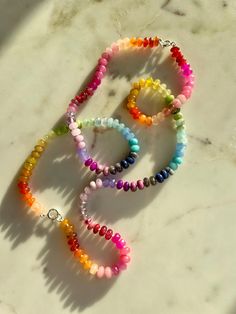 Skittles Taste the Rainbow Gemstone Candy Necklace - Etsy Bright Jewelry, Cluster Ring Set, Candy Necklace, Diy Jewelry Rings, Candy Necklaces, Rainbow Gemstones, Rainbow Necklace, Taste The Rainbow, Beads Bracelet Design