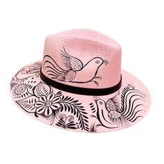 Top off your look with our new favorite accessory - a hand-painted hat from Mexico! Comfortable enough to wear all day, our unique hats are sun-protection with STYLE.    Product Details:  Features: Soft elastic trim around the inner circumference makes fit snug, but never constricting  Hand-painted in Mexico Spot Clean Artisan Black Hat For Summer, Hand Painted Curved Brim Sun Hat For Spring, Hand Painted Sun Hat With Curved Brim For Spring, Artistic Hand Painted Panama Hat With Curved Brim, Black Hand-painted Hat With Curved Brim, Hand Painted Black Hat With Curved Brim, Black Hand Painted Hat With Curved Brim, Casual Hand Painted Hat With Short Brim, Adjustable Short Brim Hand Painted Panama Hat