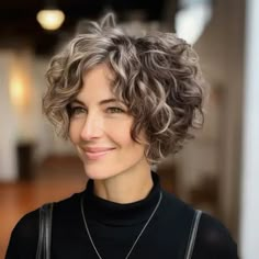 Top 35 Curly Hairstyles for Women Over 50 Pelo Bob Ondulado, Volume Hairstyles, Short Curly Hairstyles For Women, Short Wavy Haircuts, Natural Curly Hair Cuts, Short Curly Hairstyles, Hairstyles Natural, Curly Hair Photos